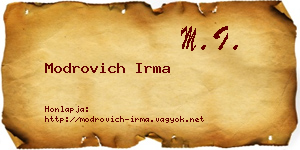 Modrovich Irma névjegykártya